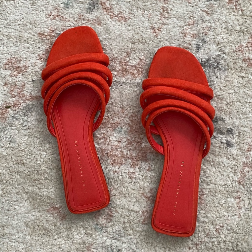 Zara strappy flat bright sandals